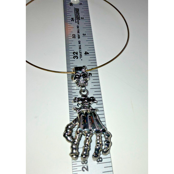 Skull Hand Large Charm Gothic on a Wire 8" Necklace! - Picture 8 of 8